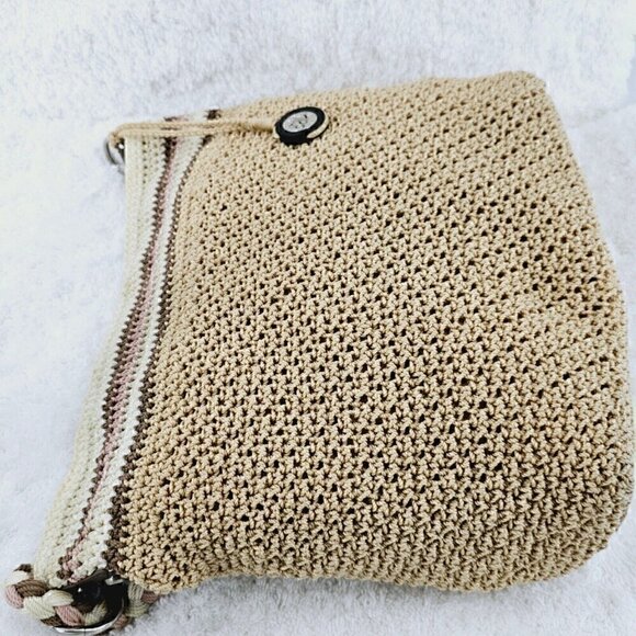 The Sak Beige Striped Crochet Shoulder Bag with Braided Shoulder Strap - Picture 8 of 16